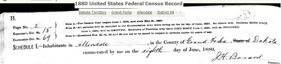 Image 1 of potion of 1880 US Census showing NEIGHBORS of Louis Brooks